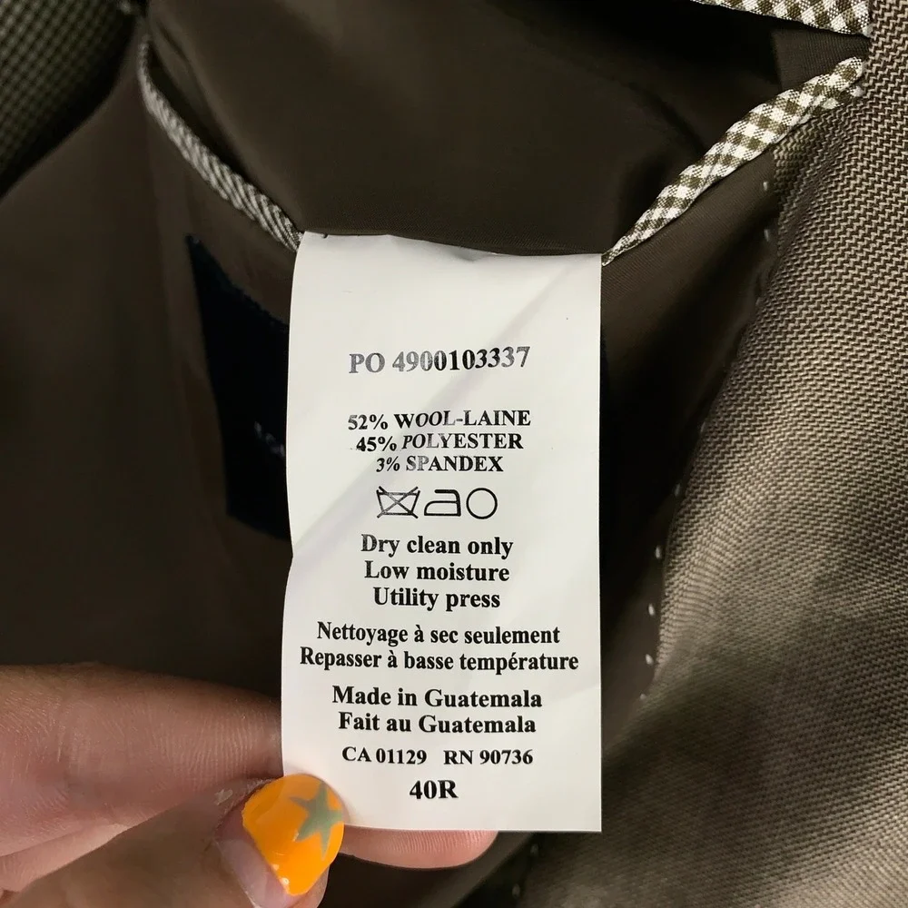 Tommy Hilfiger 2 Piece Suit 40R Modern Fit Tan 2-Button Wool Blend Pants 34x30